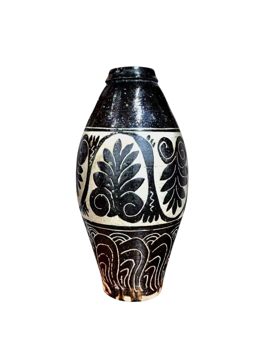 西夏 黑釉剔花鸡腿瓶